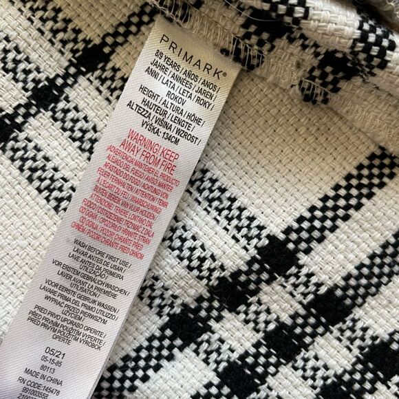 8-9 Primark Stylish Girls Plaid Button up Jacket - Black and White with pockets - Picture 8 of 10